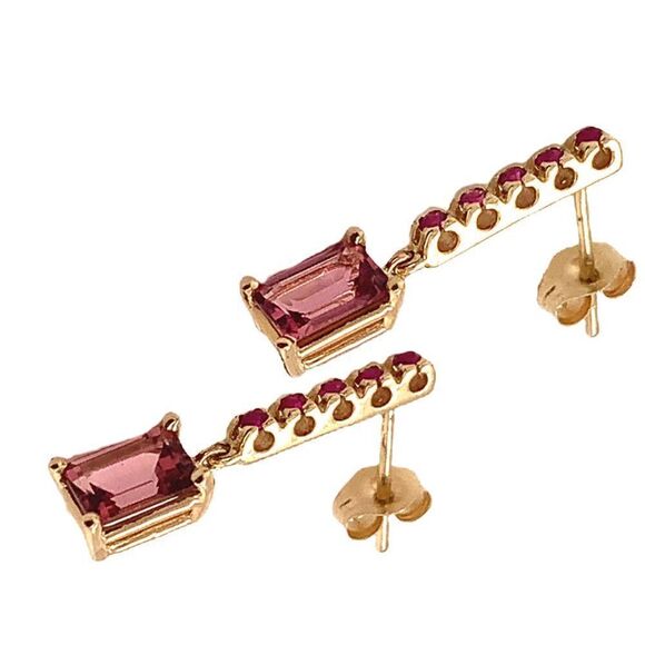 Rubellite Tourmaline Ruby Earrings 14k Gold 1.25 TCW Certified $3,950 018676 - Picture 8 of 13
